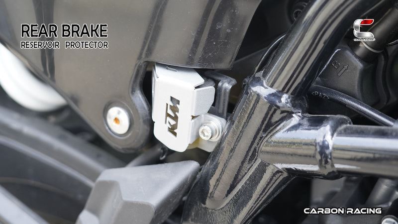 Carbon Racing-Aluminium Rear Brake Reservoir Protector (Silver) For KTM Adventure 390/250/X (2025)