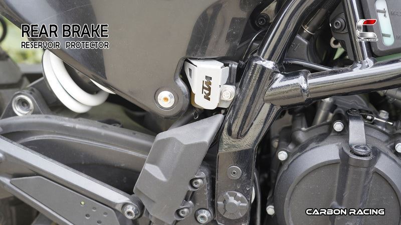 Carbon Racing-Aluminium Rear Brake Reservoir Protector (Silver) For KTM Adventure 390/250/X (2025) - Image 3
