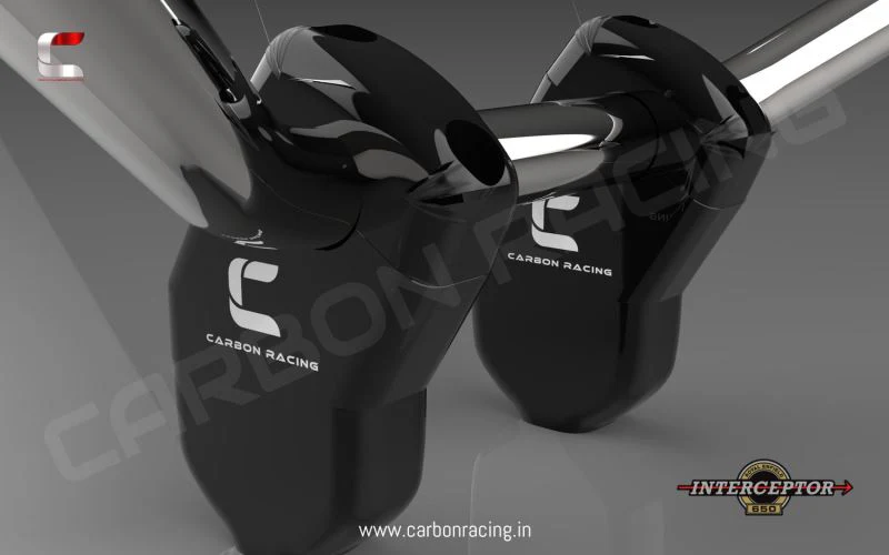 Carbon Racing Angled Aluminum Handlebar Risers for Interceptor 650 (Matte-Black) - Image 2