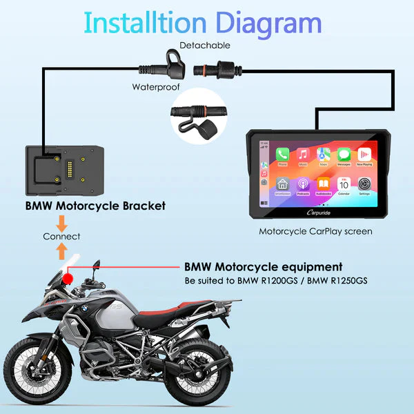 Carpuride W702B Wireless Portable Motorcycle Stereo with BMW Motorcycles Bracket (on pre order) - Image 2