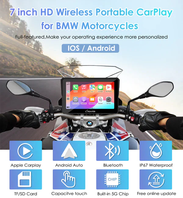 Carpuride W702B Wireless Portable Motorcycle Stereo with BMW Motorcycles Bracket (on pre order) - Image 9