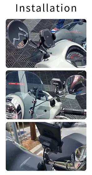 Chigee CG Motorcycle Phone Holder - Side Mirror Pole Mount - MFP0058 - Image 4