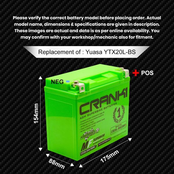 Crank1 Battery For Triumph Thunderbird Storm (2009-2018) - CB20L-BS - Factory Activated - Image 3