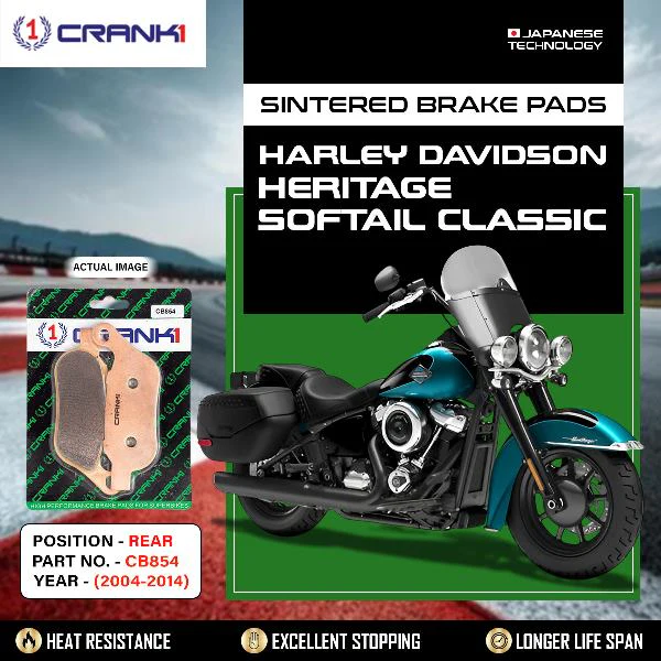 CRANK1 Brake Pads Rear Harley Davidson Softail Classic-2004-2014- CB854