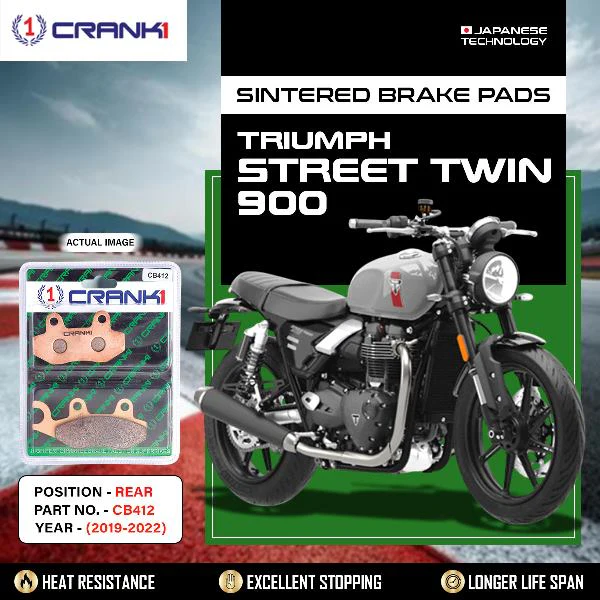 CRANK1 Brake Pads Rear Triumph Street Twin 900 2019 -2022-CB412