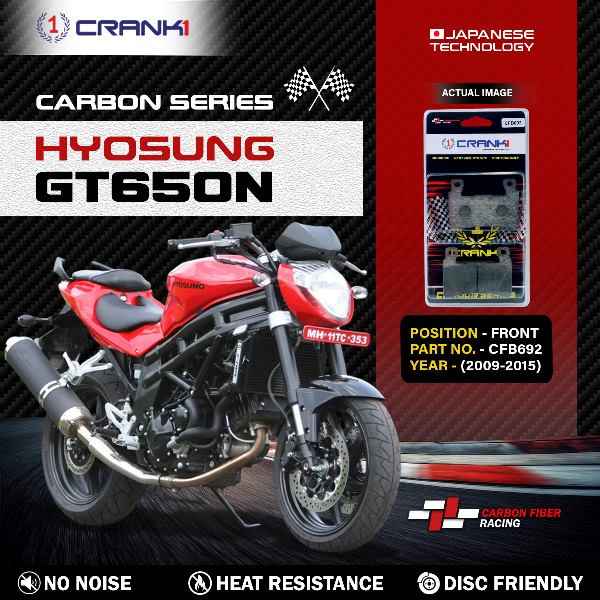 CRANK1 Carbon Brake Pads Front Hyosung GT650N (2009-2015) – CFB692 (2 Sets Required)