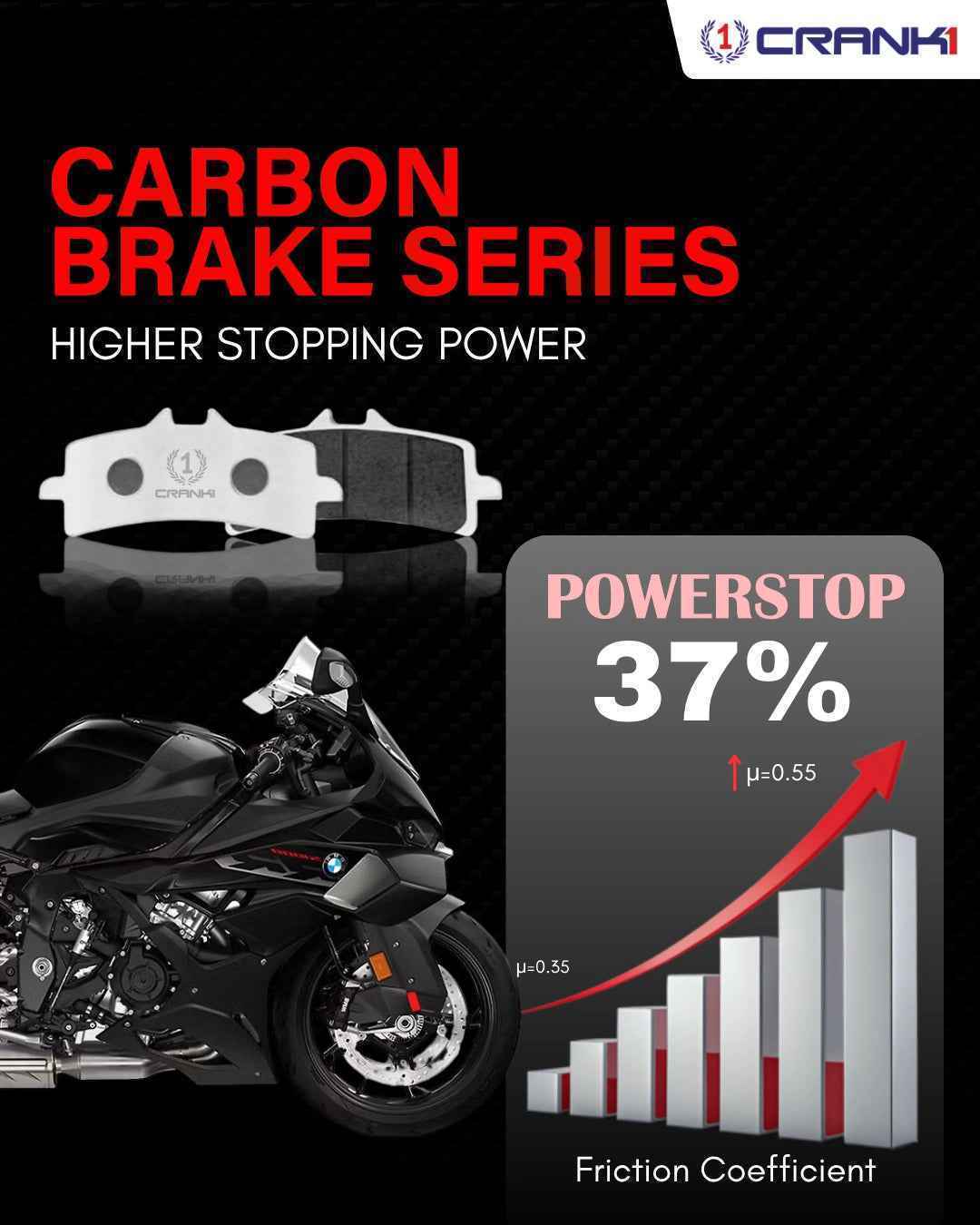 CRANK1 Carbon Brake Pads For Benelli Imperial 400 (2020 Onwards) - Rear - CFB896 - Image 3