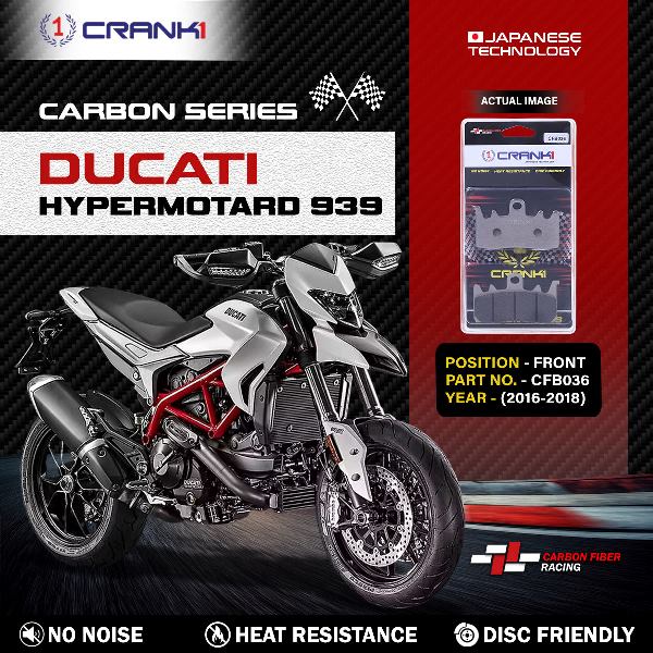 CRANK1 Carbon Brake Pads For Ducati Hypermotard 939 ( 2016-2018 )- Front - CFB036 - 2 Sets