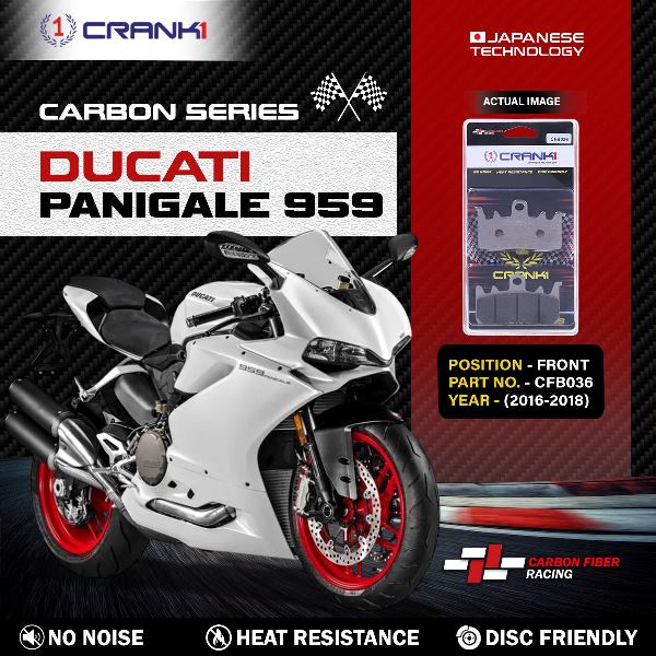 CRANK1 Carbon Brake Pads For Ducati Panigale 959 (Â 2016-2018 )- Front - CFB036 - 2 Sets