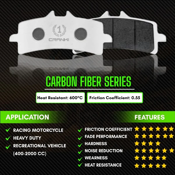 CRANK1 Carbon Brake Pads For Honda CBR 1000RR Fireblade 2008-2013 - Front - CFB093 - 2 Sets - Image 3