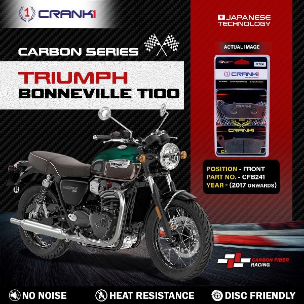 CRANK1 Carbon Brake Pads Front Triumph Bonneville T100 (2017 Onwards) - CFB241