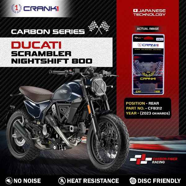 CRANK1 Carbon Brake Pads Rear Ducati Scrambler Nightshift 800 (2023 Onwards)- CFB312