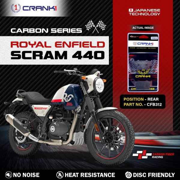 CRANK1 Carbon Brake Pads Rear For Royal Enfield Scram 440- CFB312
