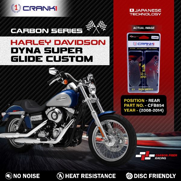 CRANK1 Carbon Brake Pads Rear Harley Davidson Dyna Super Glide Custom (2008-2014) – (CFB854)