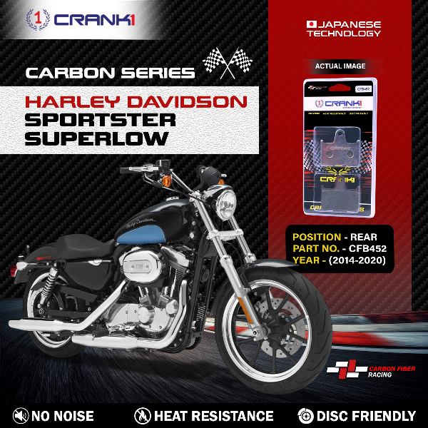 CRANK1 Carbon Brake Pads Rear Harley Davidson Sportster SuperLow (2014-2020) - ( CFB452 )