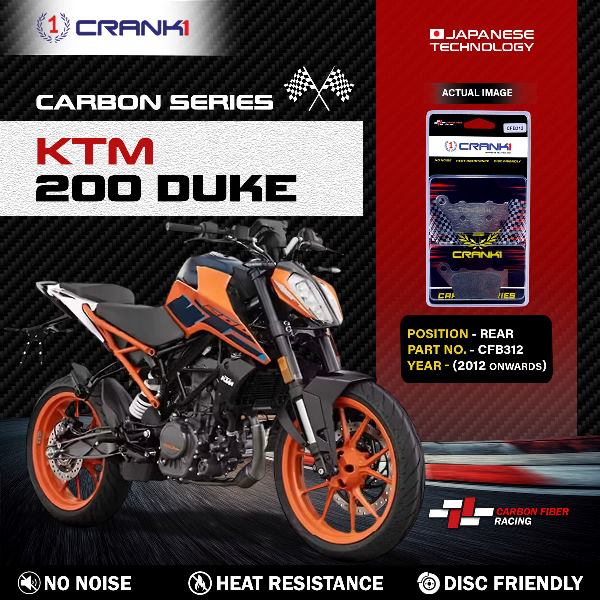 CRANK1 Carbon Brake Pads Rear KTM Duke 200 (2012 onwards) - CFB312