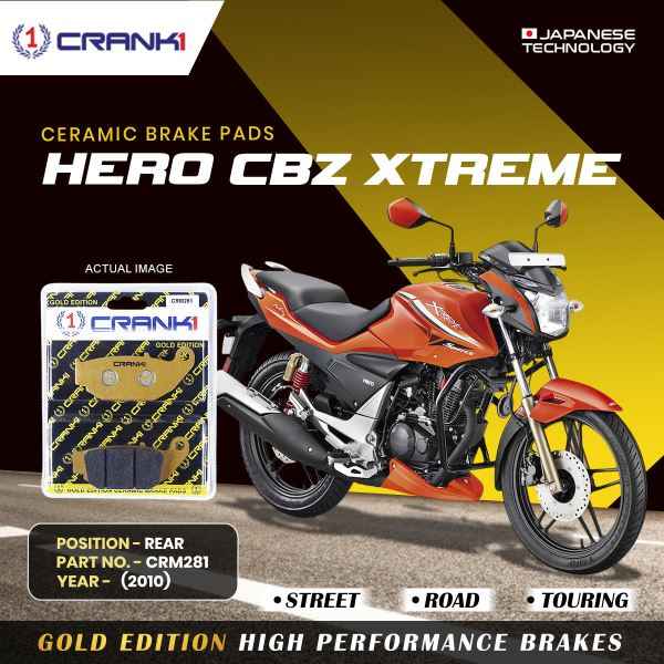 Crank1-Ceramic Brake Pads For Hero CBZ Xtreme (2010)-Rear-CRM281
