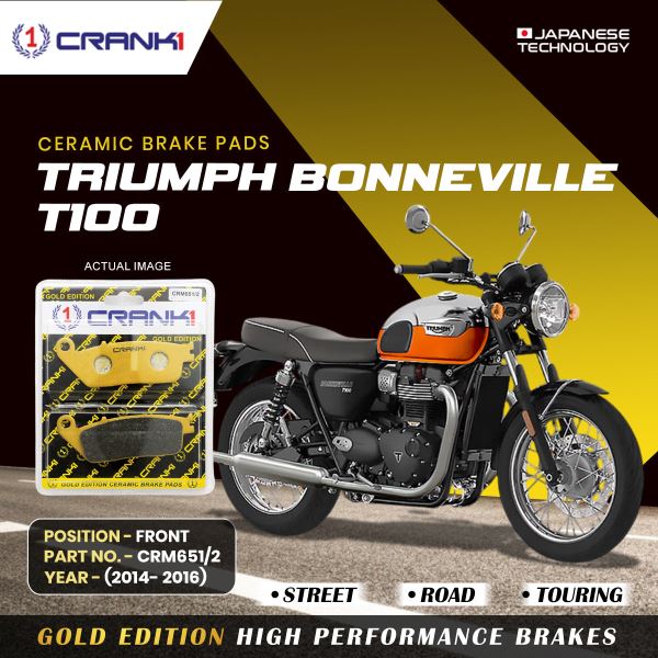 Crank1-Ceramic Brake Pads For Triumph Bonneville T100 (2014-2016)-Front-CRM651/2 (2 set)
