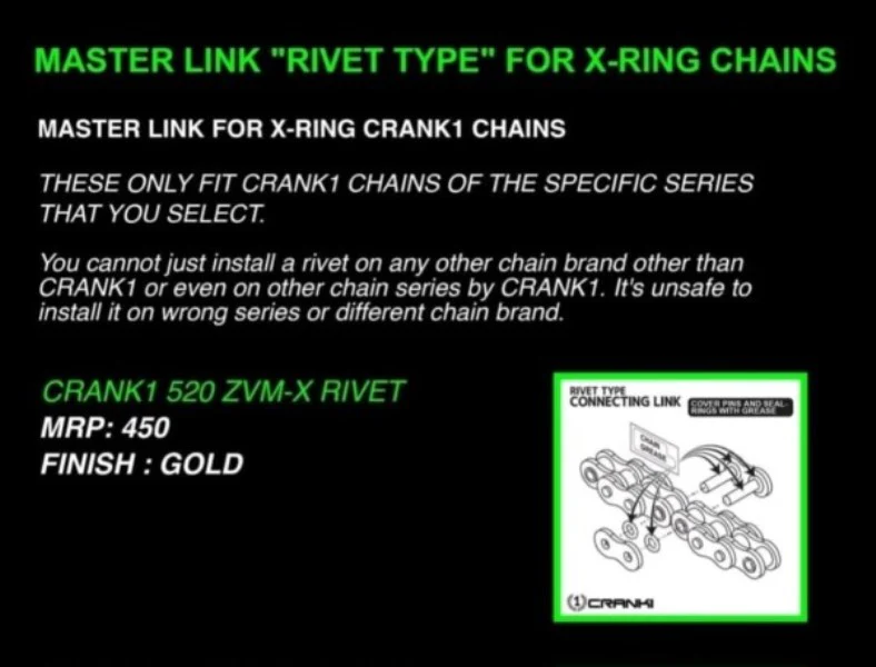 Crank1 Chain Master Link For X-Ring – 520 ZVM-X-Rivet Lock - Image 4