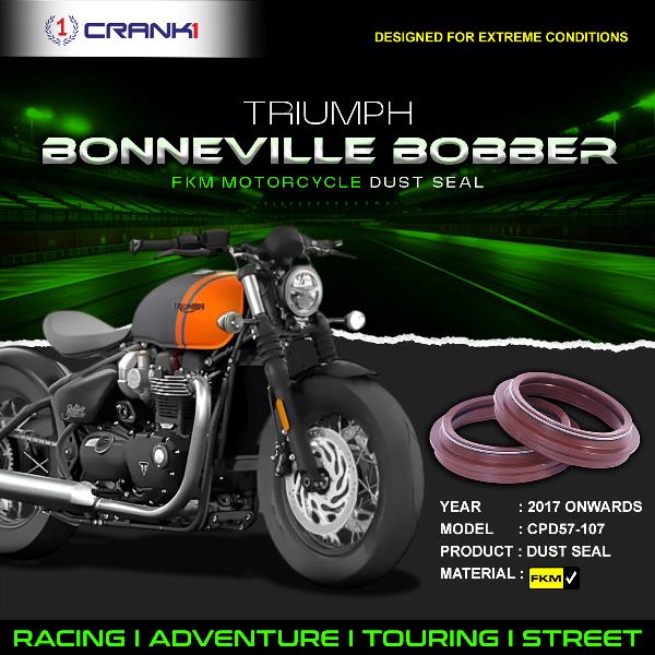 Crank1-Fork Dust Seals Pair For Triumph Bobber (2017 Onwards)– CPD57-107