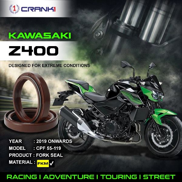 Crank1-Fork Oil Seals Pair Kawasaki Z400 (2019 Onwards)-CPF55-119