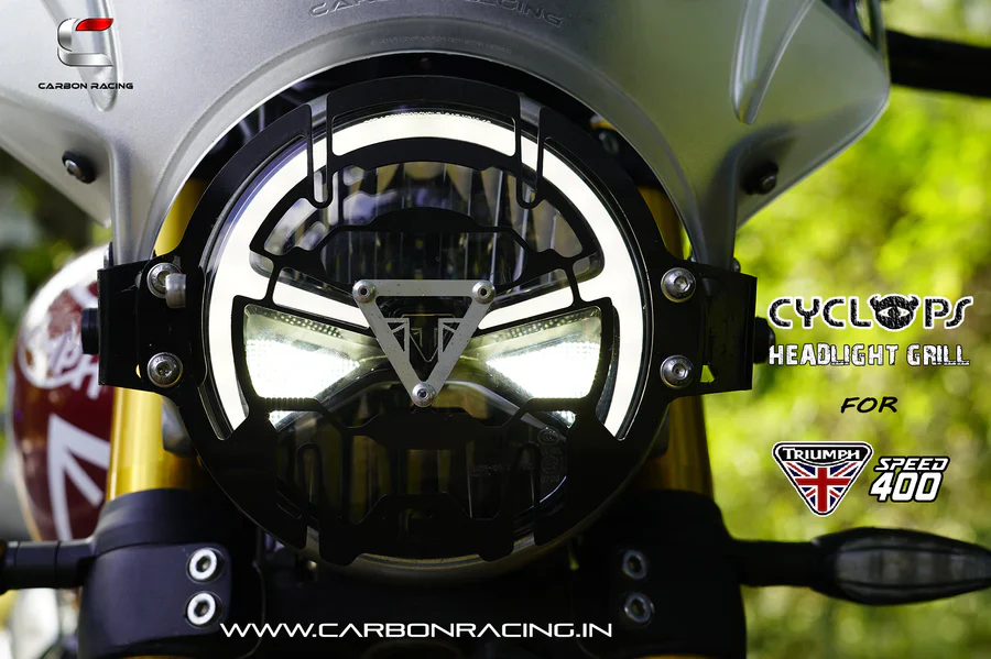 CYCLOPS Headlight Protector / Headlight Grill for Triumph Speed 400 - Aluminium - Carbon Racing - Image 2