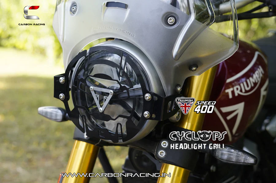 CYCLOPS Headlight Protector / Headlight Grill for Triumph Speed 400 - Aluminium - Carbon Racing - Image 3