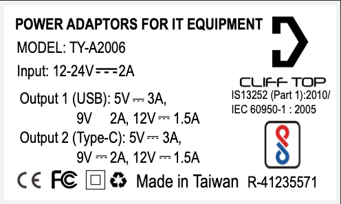 Din (Hella) to 36W PD USB-C + QC 3.0 (Angled) - Cliff Top - TY-A2006 - Image 6