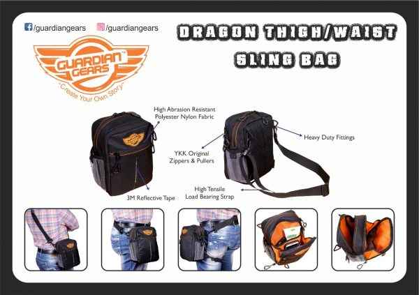 Dragon Sling Bag, Waist Bag, Thigh Bag for Motorbiking, Trekking, Hiking, Camping and Travel - Guardian Gears - Image 5