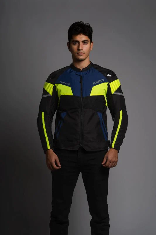 DSG Apex V2 Riding Jacket Black Blue Yellow Fluo - Image 3