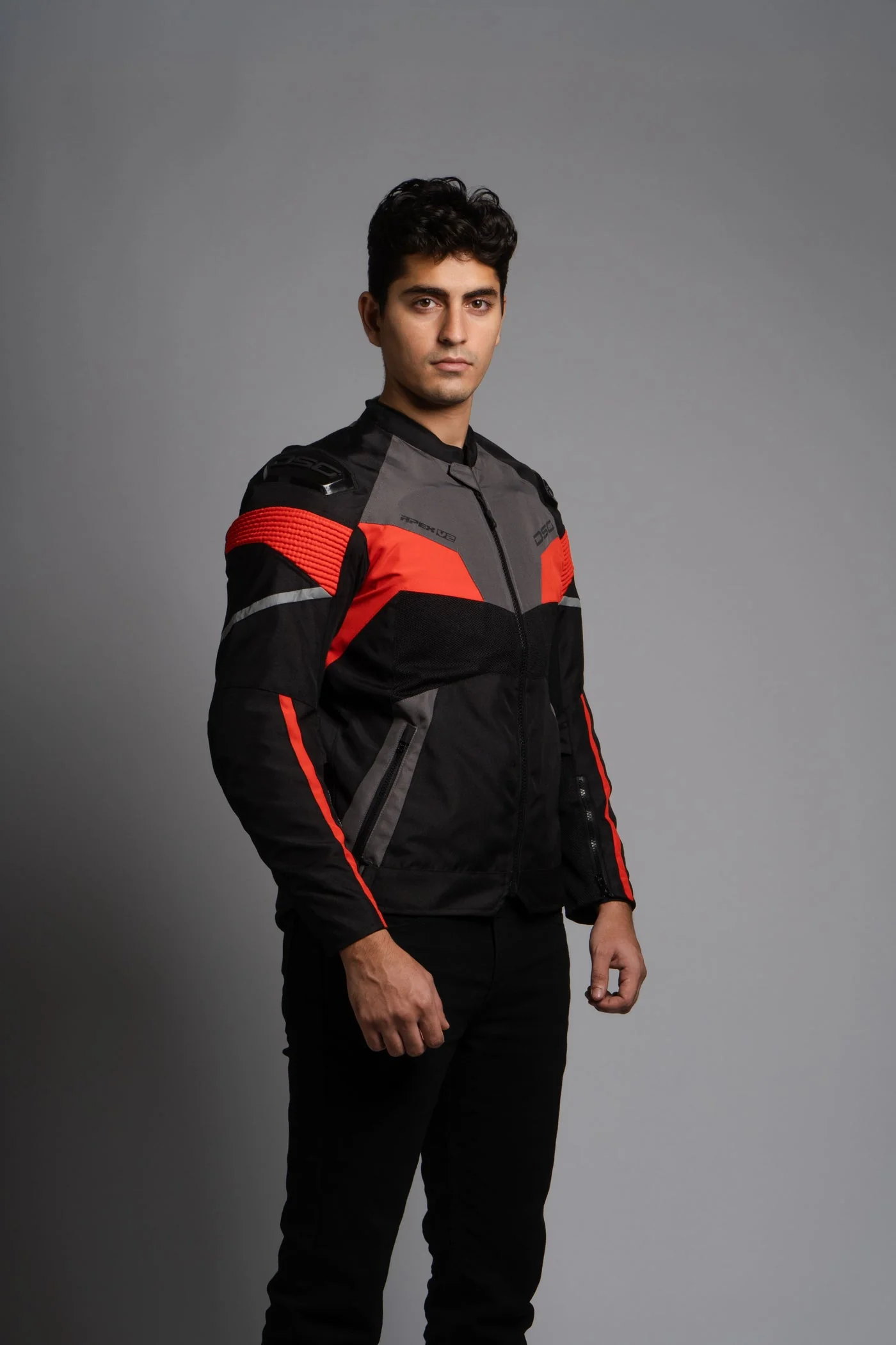 DSG Apex V2 Riding Jacket Black Grey Racing Red - Image 2