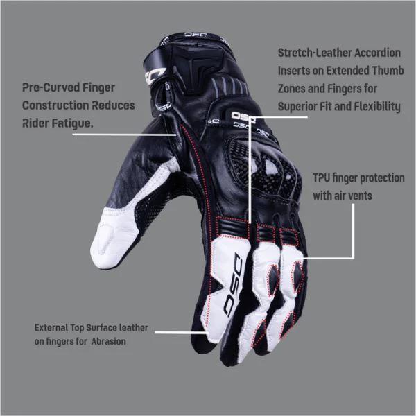 DSG Carbon X V1 Riding Glove-Black White - Image 5