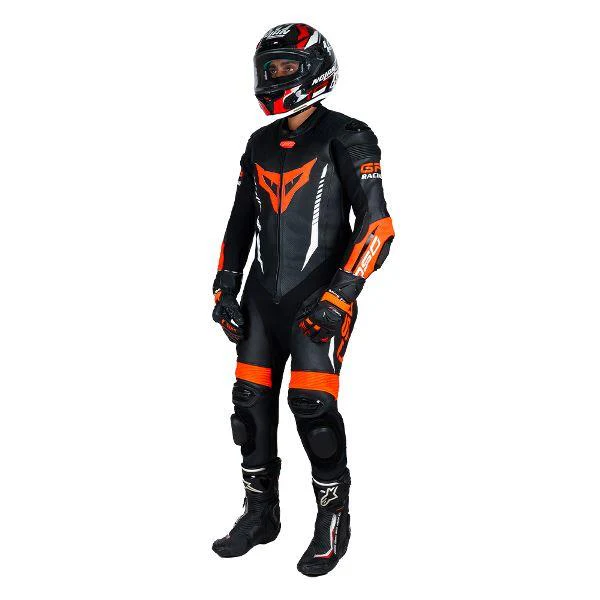 DSG GP Racing Leather Suit Black Red Fluo - Image 5