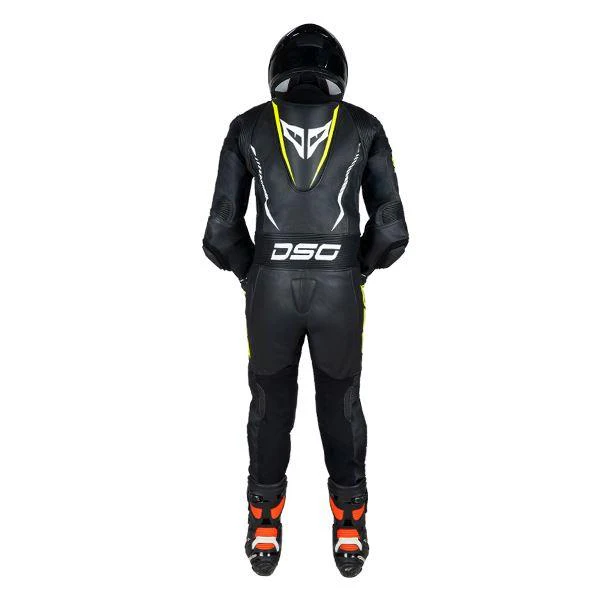 DSG GP Racing Leather Suit Black Yellow Fluo - Image 4