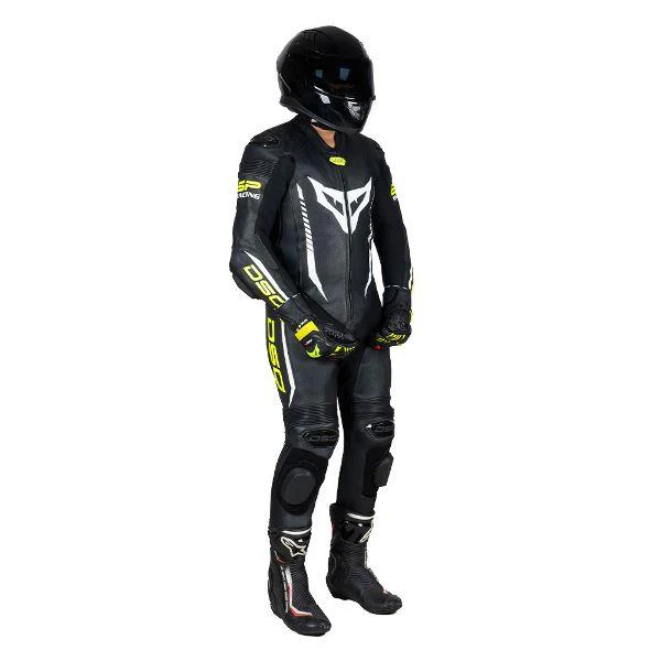 DSG GP Racing Leather Suit Black Yellow Fluo - Image 6