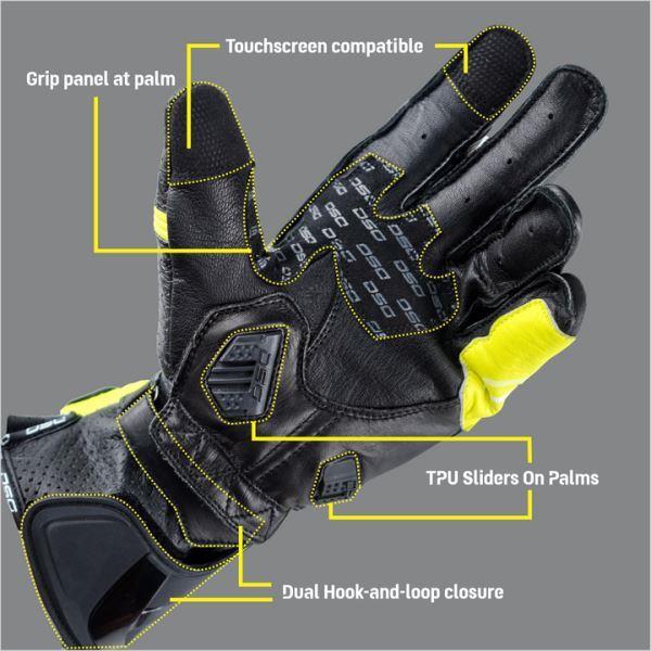 DSG Pro GP Riding Glove-Black Yellow Fluo - Image 6