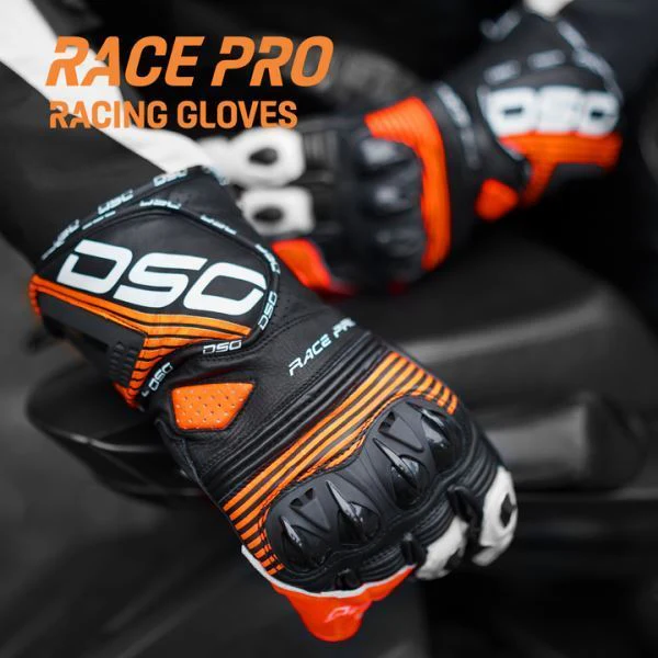 DSG Race Pro Riding Glove Black Red Fluo White - Image 3