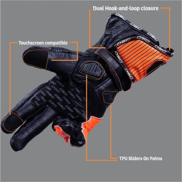 DSG Race Pro Riding Glove Black Red Fluo White - Image 4