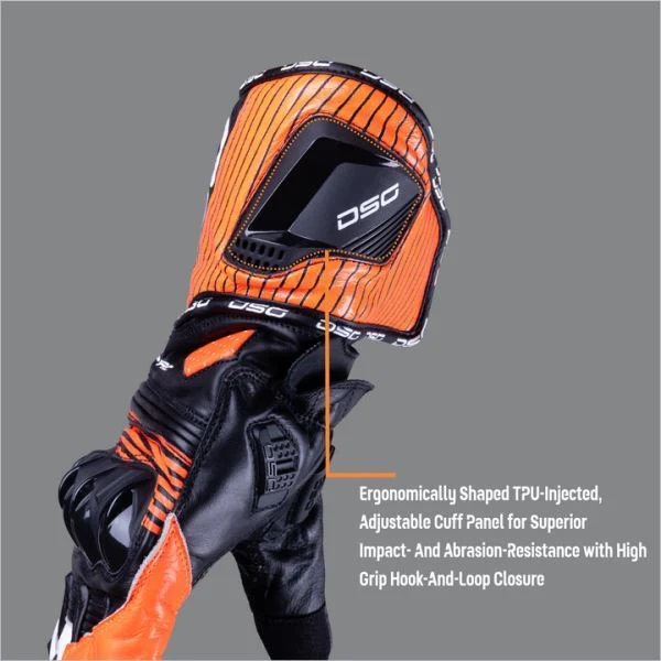 DSG Race Pro Riding Glove Black Red Fluo White - Image 5