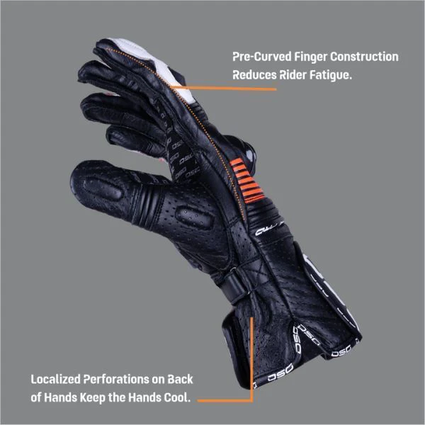 DSG Race Pro Riding Glove Black Red Fluo White - Image 6