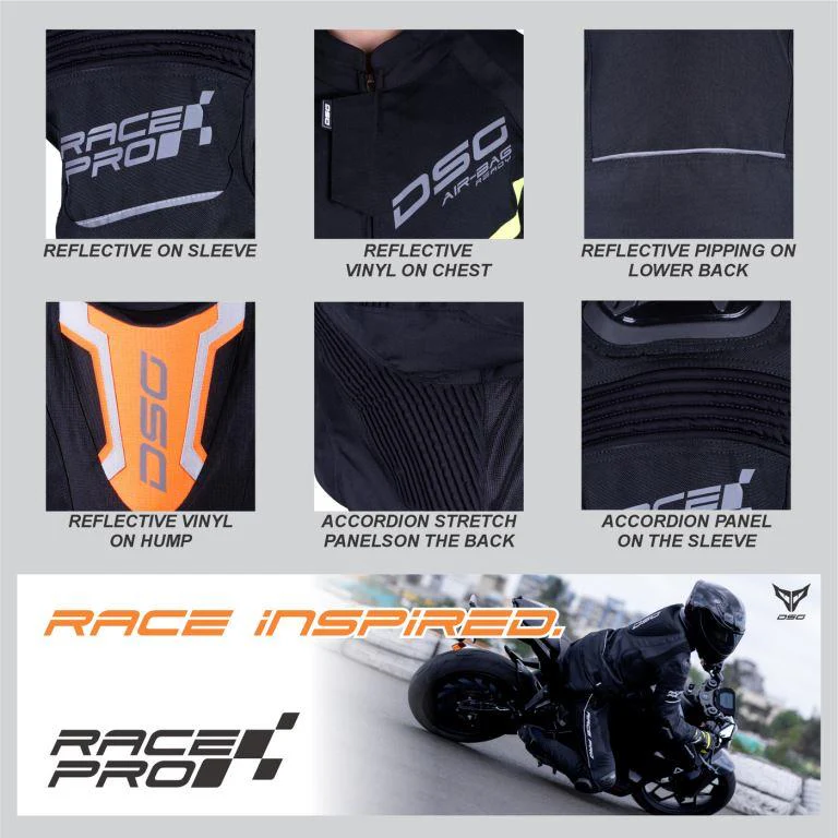 DSG Race Pro V2 Ripstop (LE) Riding Jacket Orange Fluo Black - Image 7