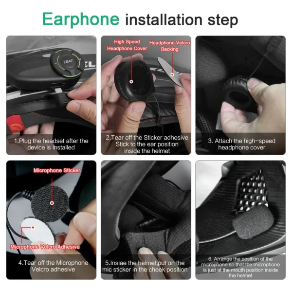 EJEAS Q8 Motorcycle Mesh Intercom 6 Riders Group Talking at The Same Time - EJAS-Q8 - Image 3