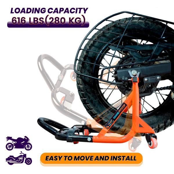 GrandPitStop-Dismantable Rear Paddock Stand with 360 Rotation (Black + Orange)-PSD01BO360 - Image 5