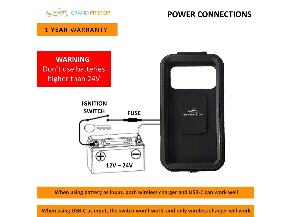 GrandPitstop - Waterproof Mirror Mount (With Charger) | Colour: Black - Image 4