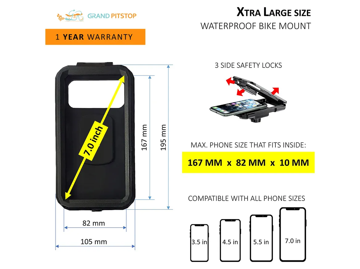 GrandPitstop - Waterproof Mirror Mount (With Charger) | Colour: Black - Image 5