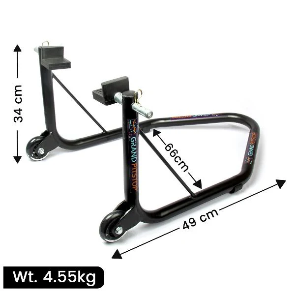 GrandPitStop-Non Dismantable Universal Rear Paddock Stand with Skate Wheels (Black) - Image 5