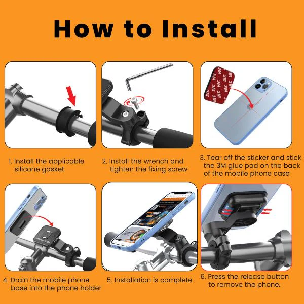 GrandPitStop Quick Lock GEN-1 Handlebar Mobile Holder with Magnetic Lock-G1BHMOBH - Image 8