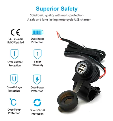 Handlebar Mounted Dual USB 4A (Plastic) - Cliff Top - TC-6613UM-B-4A - Image 9