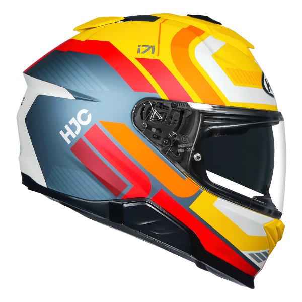 HJC I71 Viz Helmet (Yellow & Red) - Image 2