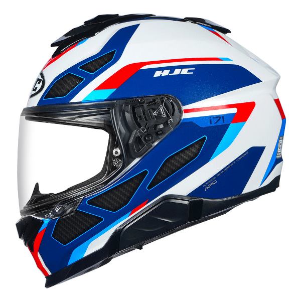 HJC I71 Zest Helmet (White Red & Blue) - Image 3